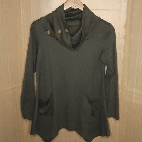 Hibelle Green Lagan Funnel Neck Tunic Medium - Picture 1 of 7